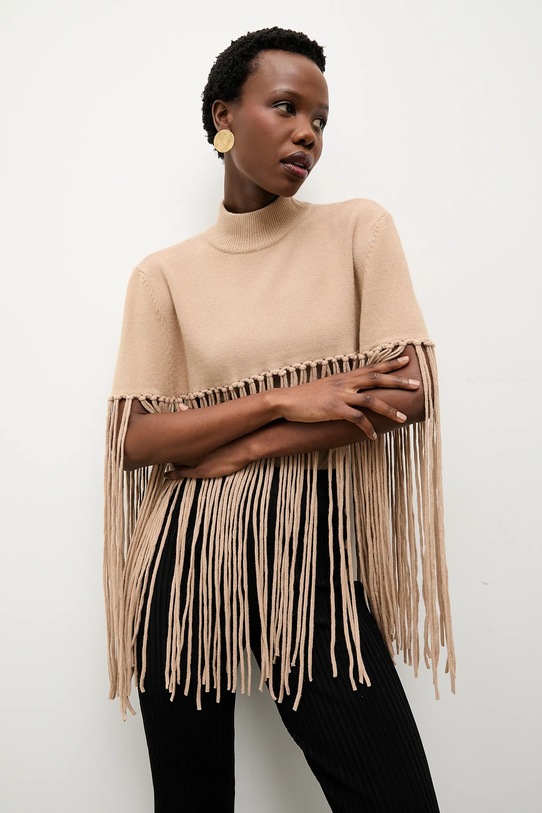 Answear.LAB poncho PE416.hak beżowy WS26