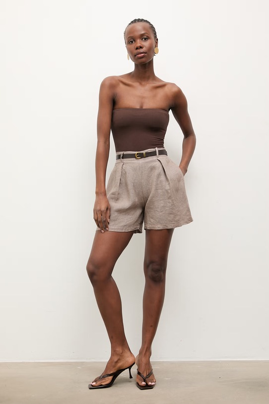 Answear.LAB szorty damskie lniane WS26-SZD004 beżowy WS26