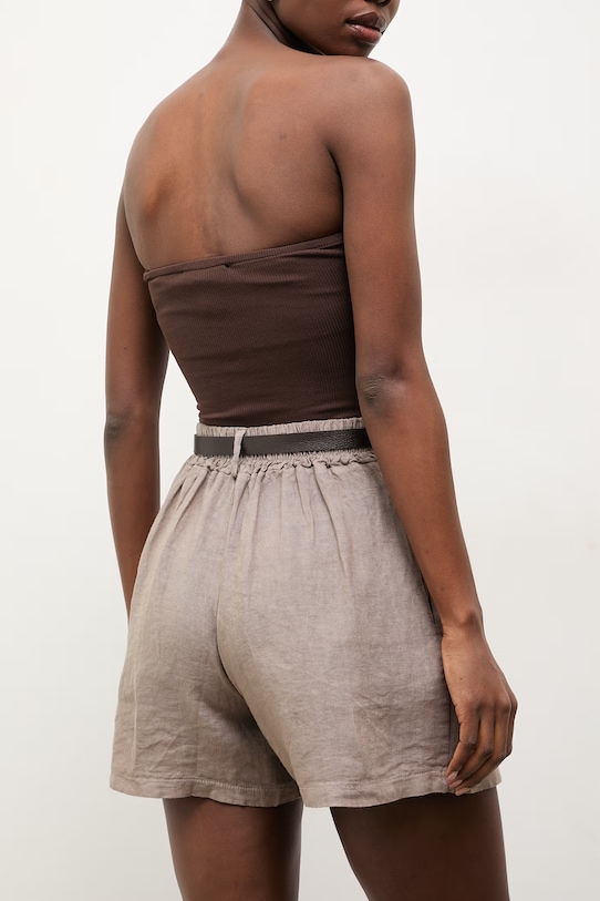 Odzież Answear.LAB szorty damskie lniane WS26-SZD004 beżowy