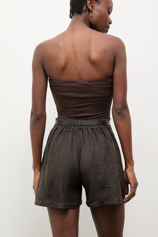 Odzież Answear.LAB szorty damskie lniane WS26-SZD004 brązowy