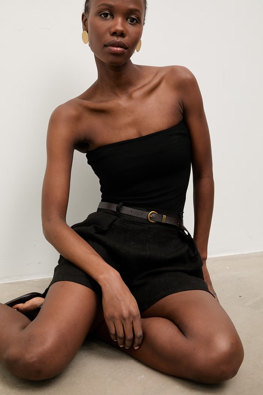 Answear.LAB szorty damskie lniane WS26-SZD004 czarny WS26