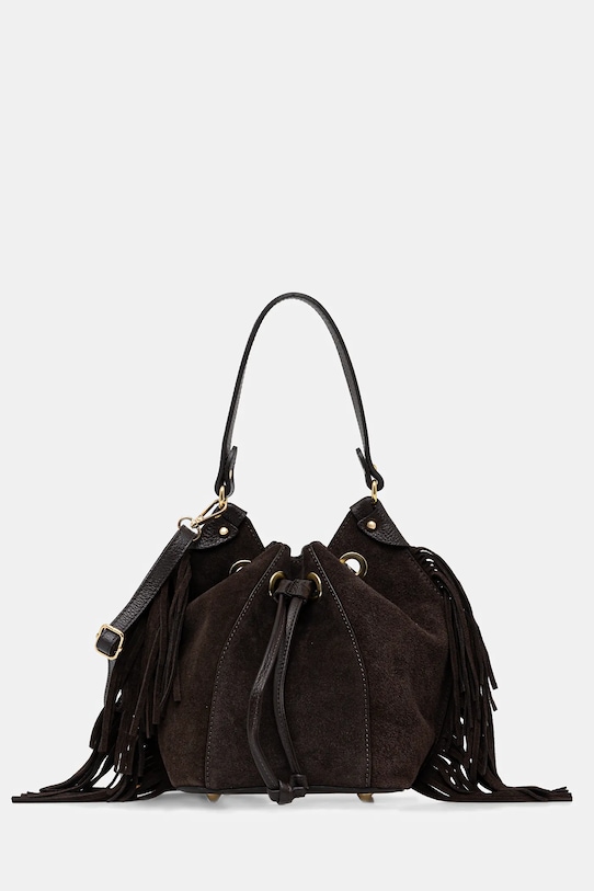 Answear.LAB torebka zamszowa skóra licowa brązowy 1418.hak