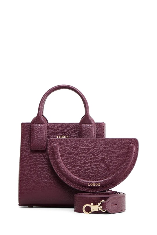 Bonded by Answear.LAB & LOBOS torebka skórzana MINI Q z przypinką ARCO bordowy WS26