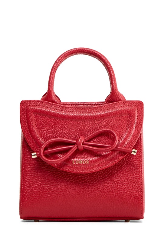 Akcesoria Bonded by Answear.LAB & LOBOS torebka skórzana MINI Q z przypinką BOW czerwony