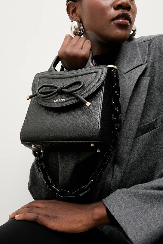 Bonded by Answear.LAB & LOBOS torebka skórzana MINI Q z przypinką BOW