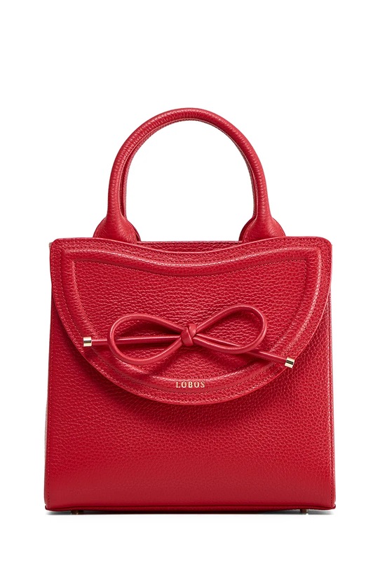 Akcesoria Bonded by Answear.LAB & LOBOS torebka skórzana MIDI Q z przypinką BOW czerwony