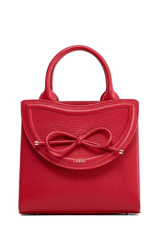 Akcesoria Bonded by Answear.LAB & LOBOS torebka skórzana MIDI Q z przypinką BOW czerwony