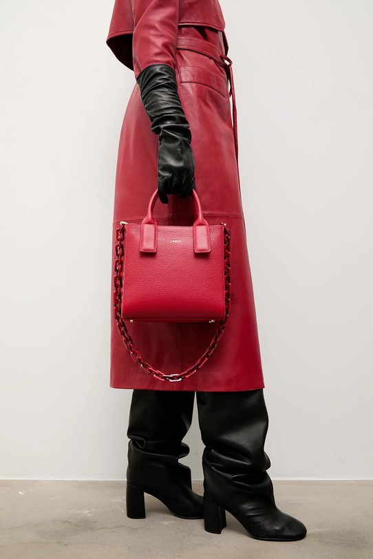 Bonded by Answear.LAB & LOBOS torebka skórzana MIDI Q z przypinką BOW