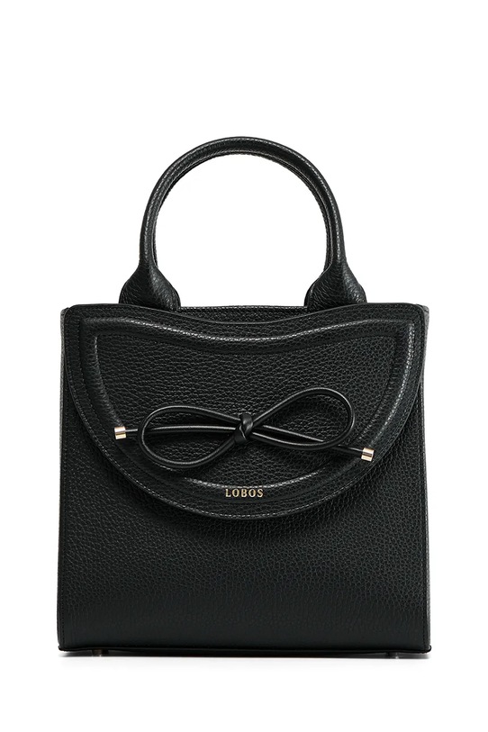 Akcesoria Bonded by Answear.LAB & LOBOS torebka skórzana MIDI Q z przypinką BOW czarny