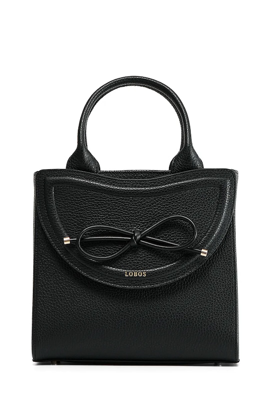 Akcesoria Bonded by Answear.LAB & LOBOS torebka skórzana MIDI Q z przypinką BOW czarny