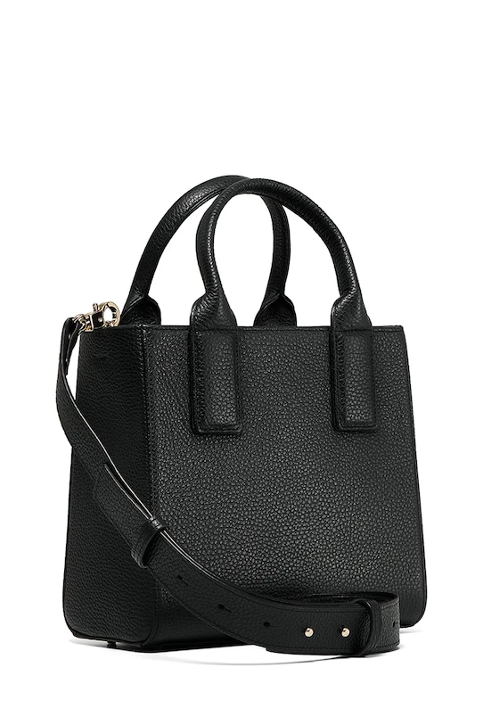 Bonded by Answear.LAB & LOBOS torebka skórzana czarny MIDI Q z przypinką BOW