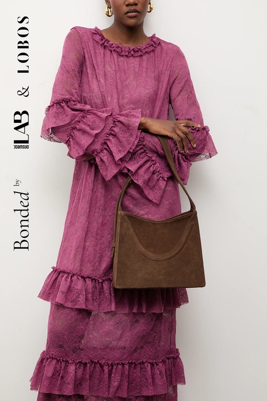 Bonded by Answear.LAB & LOBOS torebka zamszowa nie mieści A4 brązowy BERGAMO