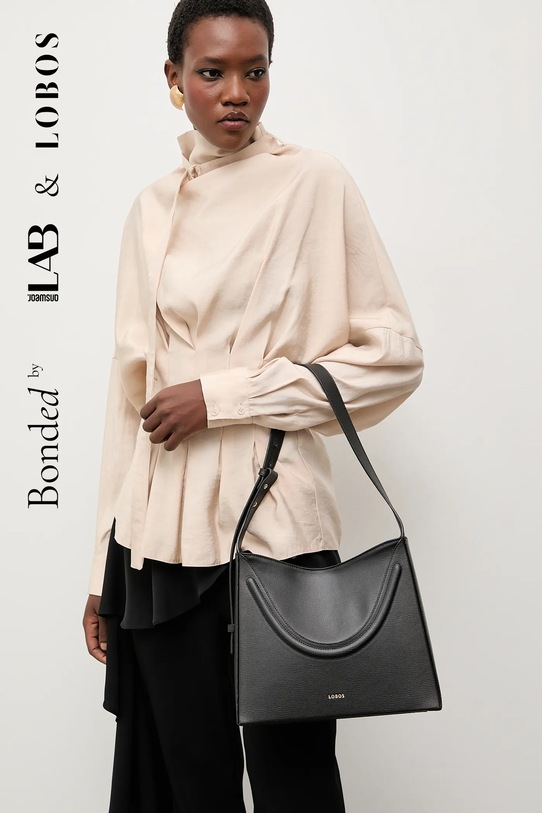 Bonded by Answear.LAB & LOBOS torebka zamszowa nie mieści A4 czarny BERGAMO