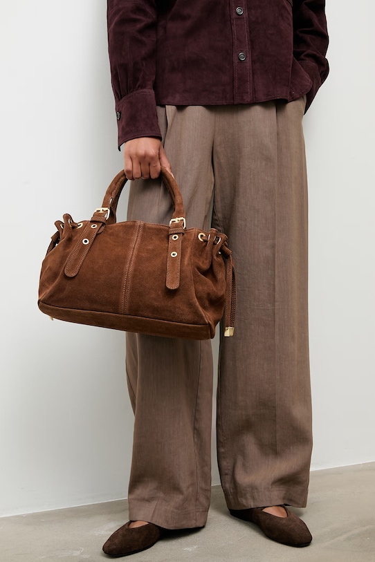 Τσάντα σουέτ Answear.LAB δέρμα σαμουά καφέ WS26-TOD084