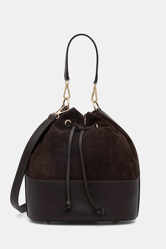 Answear.LAB Torebka worek damskie zamszowe WS26-TOD102 brązowy WS26