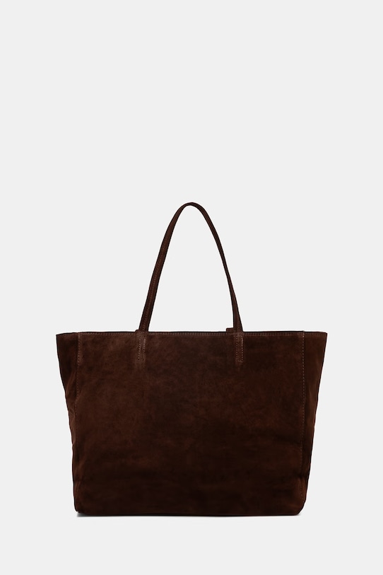 Answear.LAB geantă shopper pentru femei, din piele întoarsă maro ANS0755.podszewka.hak