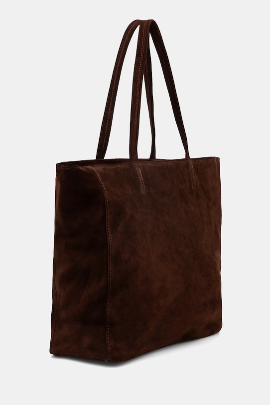 Answear.LAB geantă shopper pentru femei, din piele întoarsă ANS0755.podszewka.hak maro WS26
