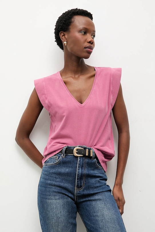 Answear.LAB t-shirt z elastanem różowy m.08204.hak