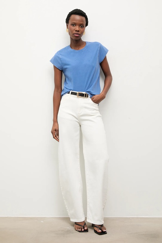 Answear.LAB t-shirt z elastanem niebieski m.08210.hak