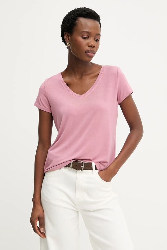 Answear.LAB t-shirt z elastanem różowy 2018.hak