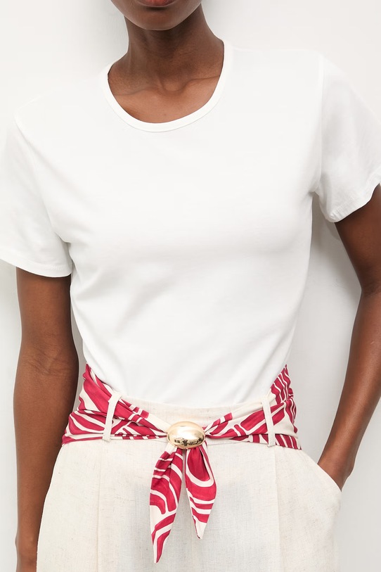 Answear.LAB t-shirt damski bawełniany z elastanem czerwony WS26-TSD006