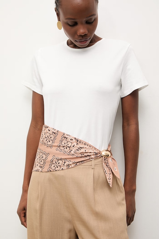 Answear.LAB t-shirt damski bawełniany z elastanem brązowy WS26-TSD006