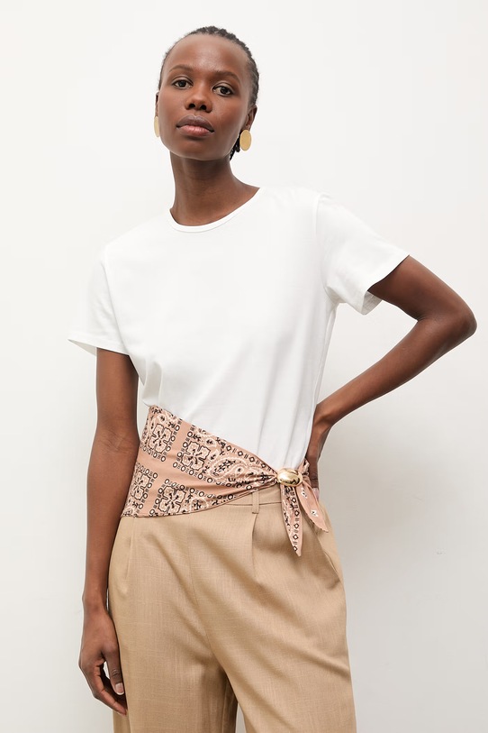 Answear.LAB t-shirt damski bawełniany z elastanem brązowy WS26-TSD006