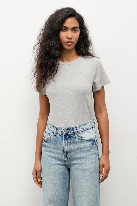 Answear.LAB t-shirt z elastanem szary TR1.tok