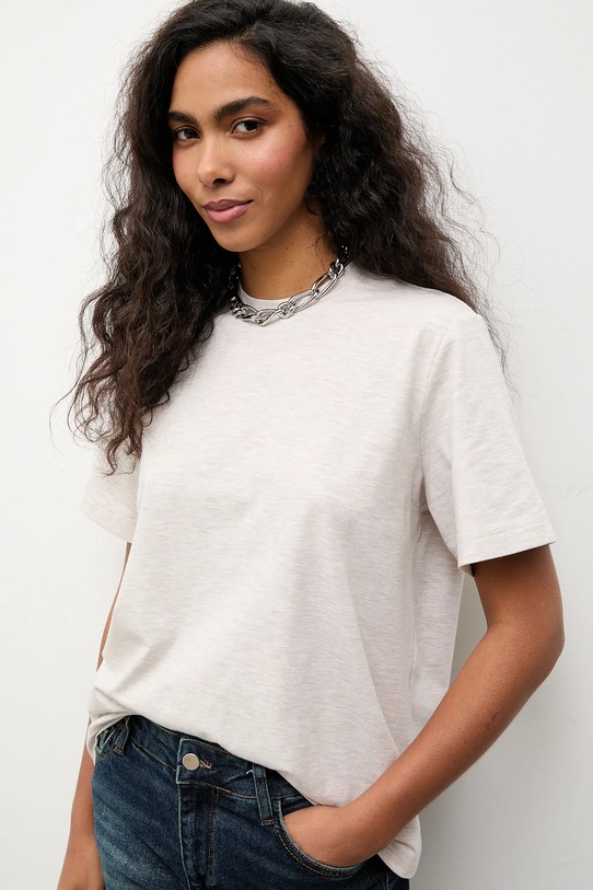 Answear.LAB t-shirt bawełniany bawełna beżowy TR2.tok