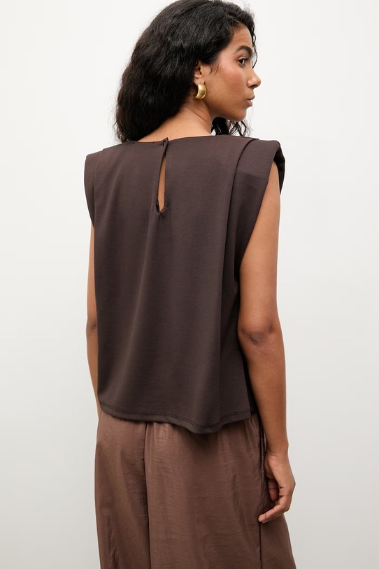 Answear.LAB t-shirt damski z wiskozą brązowy WS26-TSD014