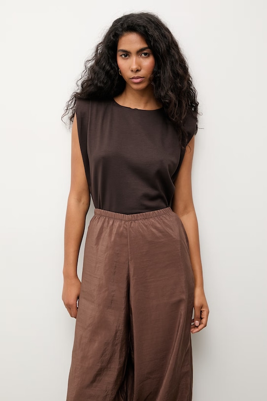 Odzież Answear.LAB t-shirt damski z wiskozą WS26-TSD014 brązowy