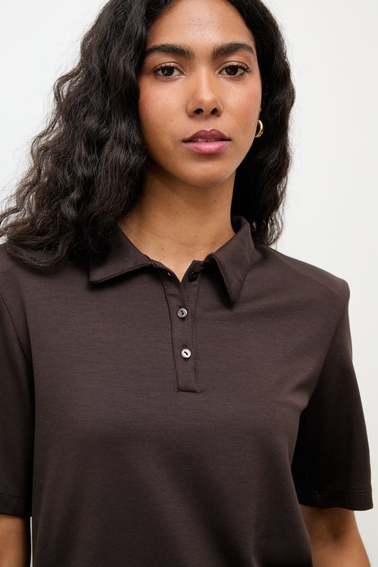 Answear.LAB polo damskie z wiskozą brązowy WS26-TSD015