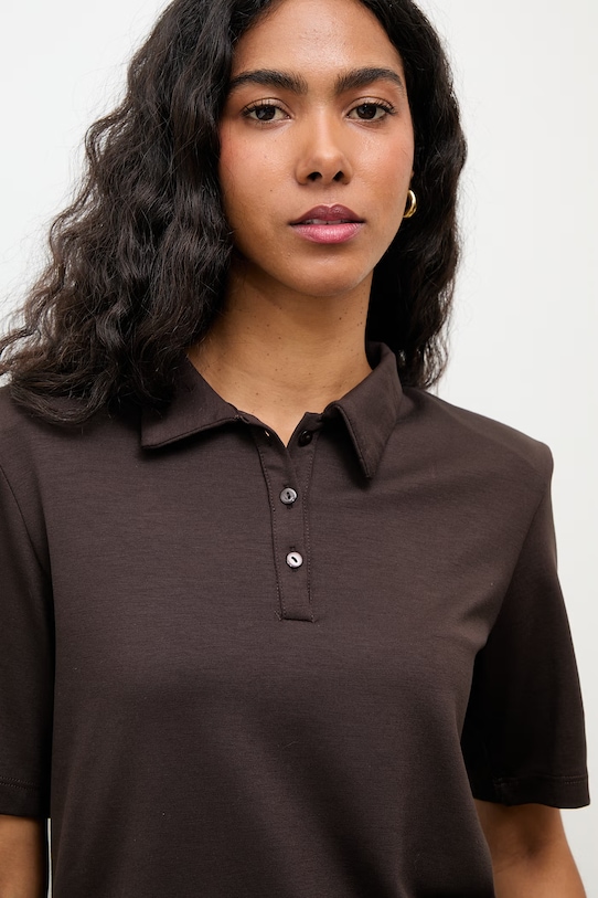 Answear.LAB polo damskie z wiskozą brązowy WS26-TSD015