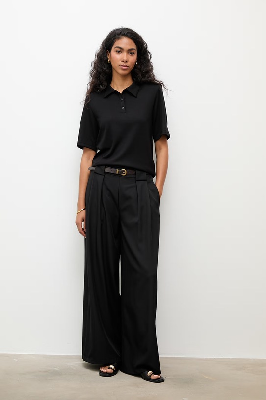 Answear.LAB polo damskie z wiskozą WS26-TSD015 czarny WS26