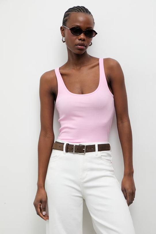 Answear.LAB top damski z bawełną różowy 6001.tok