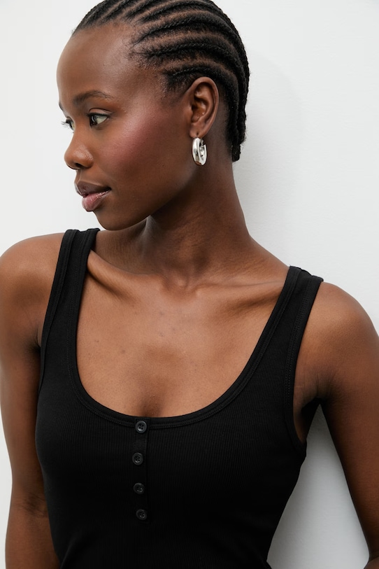 Answear.LAB top damski bawełniany z elastanem czarny 16427.tok