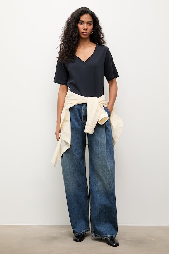 Answear.LAB T-shirt basic damski bawełniany WS26-TSD018 granatowy WS26