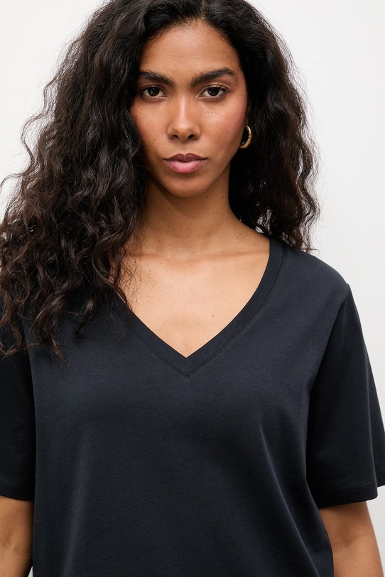 Answear.LAB T-shirt basic damski bawełniany granatowy WS26-TSD018