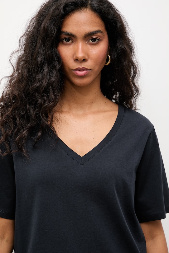 Answear.LAB T-shirt basic damski bawełniany granatowy WS26-TSD018