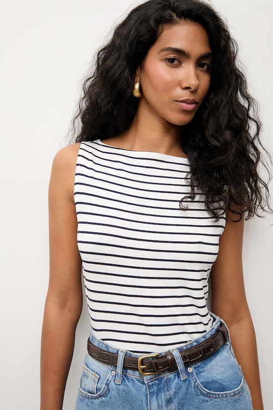 Answear.LAB top damski bawełniany z elastanem biały TRA.SS.6