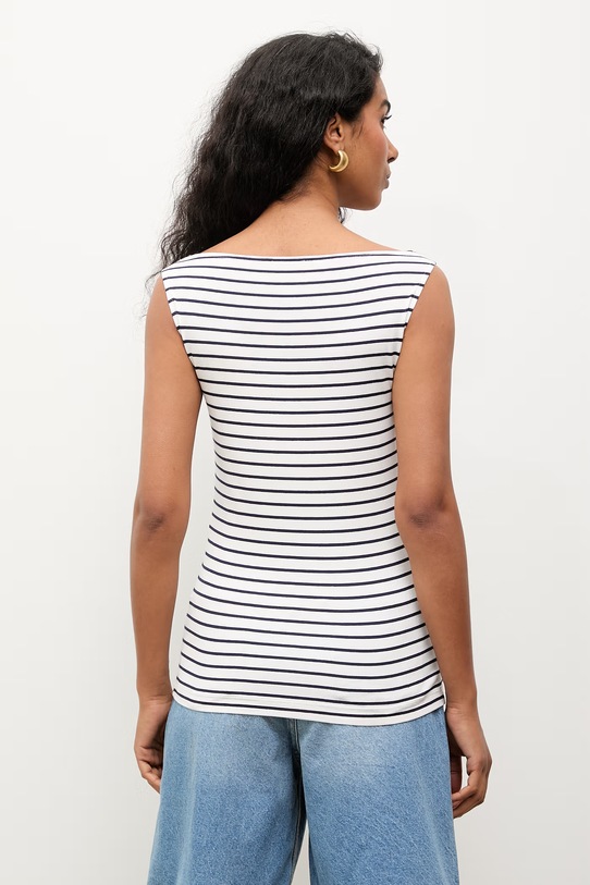 Odzież Answear.LAB top damski bawełniany z elastanem TRA.SS.6 biały