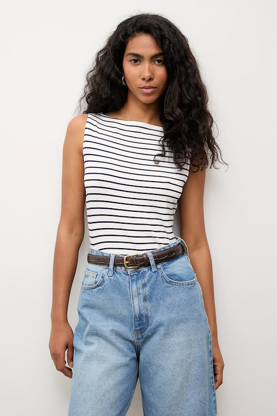 Answear.LAB top damski bawełniany z elastanem biały TRA.SS.6