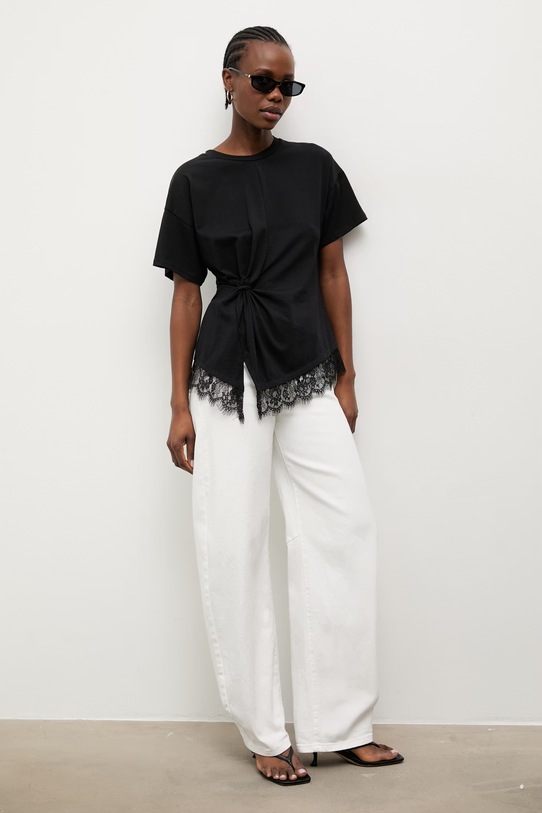 Answear.LAB T-shirt damski z bawełną czarny 95002.iak