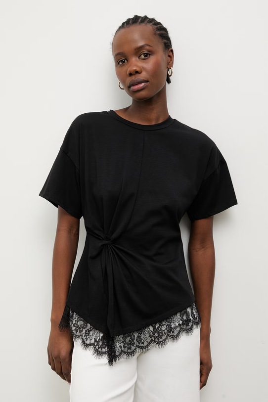 Answear.LAB T-shirt damski z bawełną 95002.iak czarny WS26