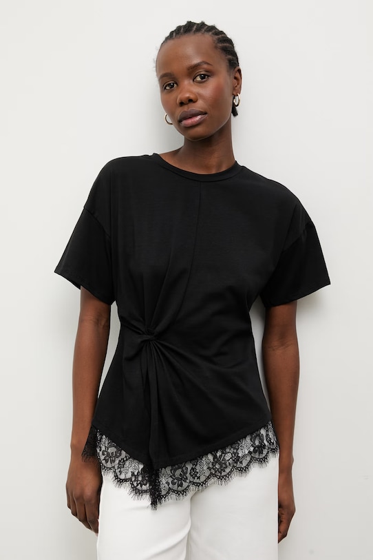 Answear.LAB T-shirt damski z bawełną 95002.iak czarny WS26