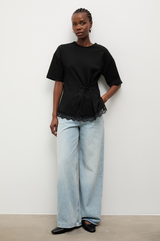 Answear.LAB T-shirt damski bawełniany z elastanem 56227.iak czarny WS26