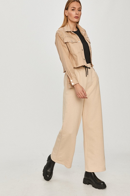 Answear Lab - Kurtka jeansowa bez kaptura beżowy C6474.DA