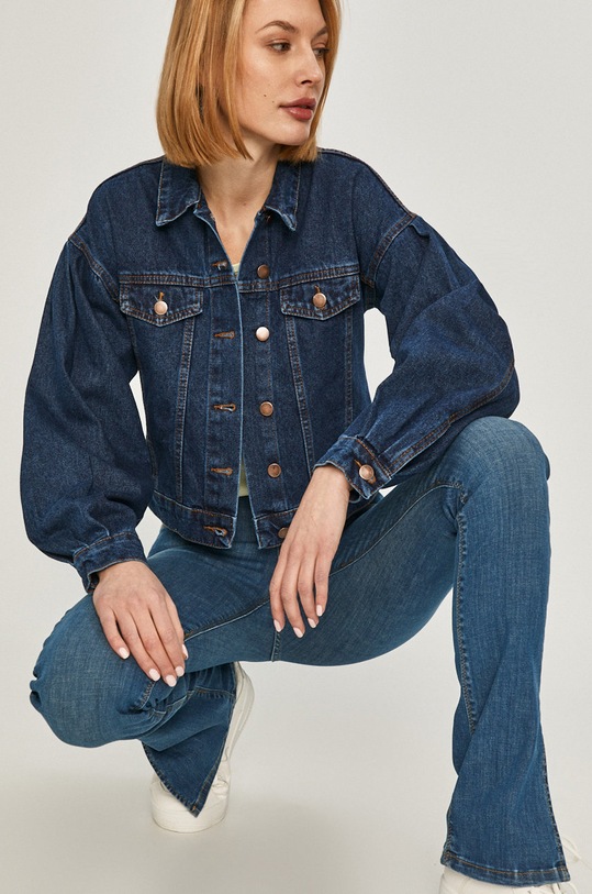 Rifľová bunda Answear.LAB bez kapucne modrá 21D004