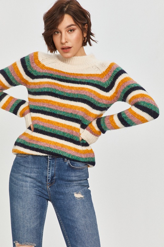 Answear Lab - Sweter z domieszką wełny półgolf multicolor WW21.SWD041