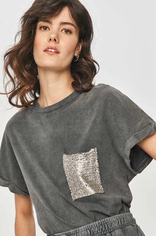 Answear Lab - Tricou imprimeu gri HIO.1.MB